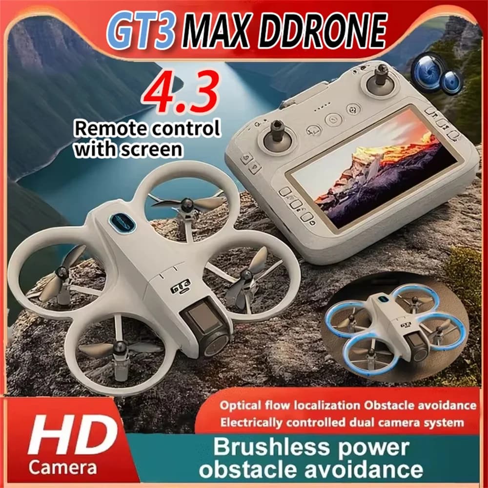 GT3 MAX 8K HD Drone GPS Antenna professionale per evitare ostacoli 4.3 "Telecomando senza spazzole con telecomando touch RC 18000M Giocattolo regalo