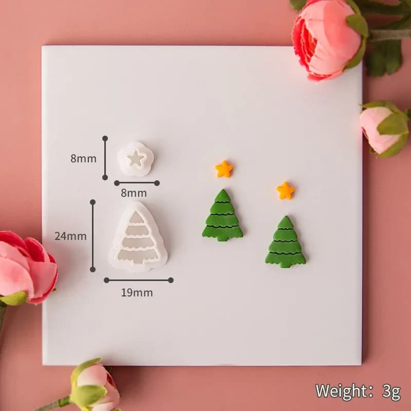 1 pz Stampo per gioielli di Natale Albero di Natale Stella Formine per argilla Strumenti in argilla polimerica invernale Taglierina per orecchini Stampi per argilla per le vacanze in stagione