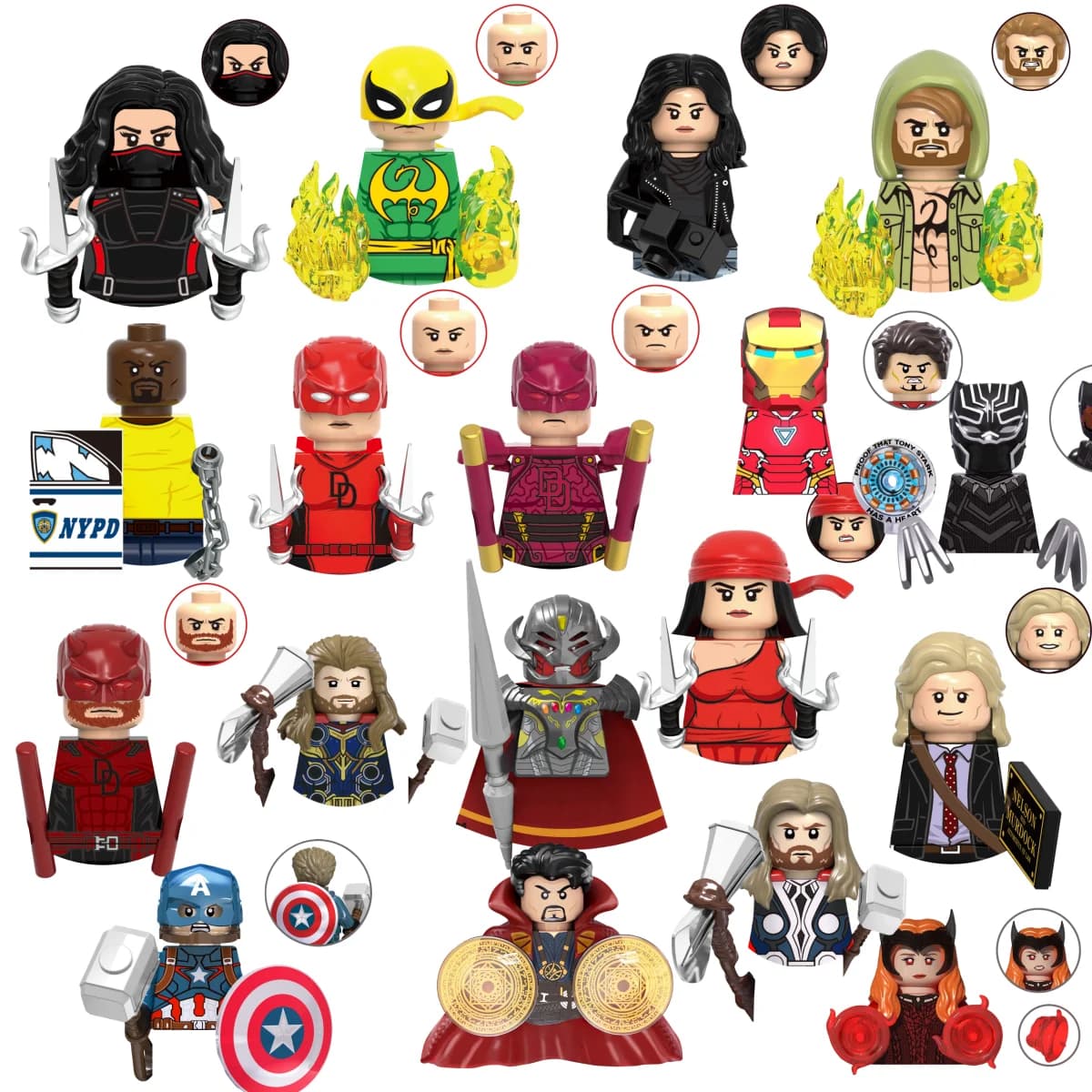 Blind Box Mini Blocchi da Costruzione G0198 Personaggi Big Goblin Spiderman Iron Man Venom Captain Hawk Deadpool Armatura Regalo di Natale Giocattolo