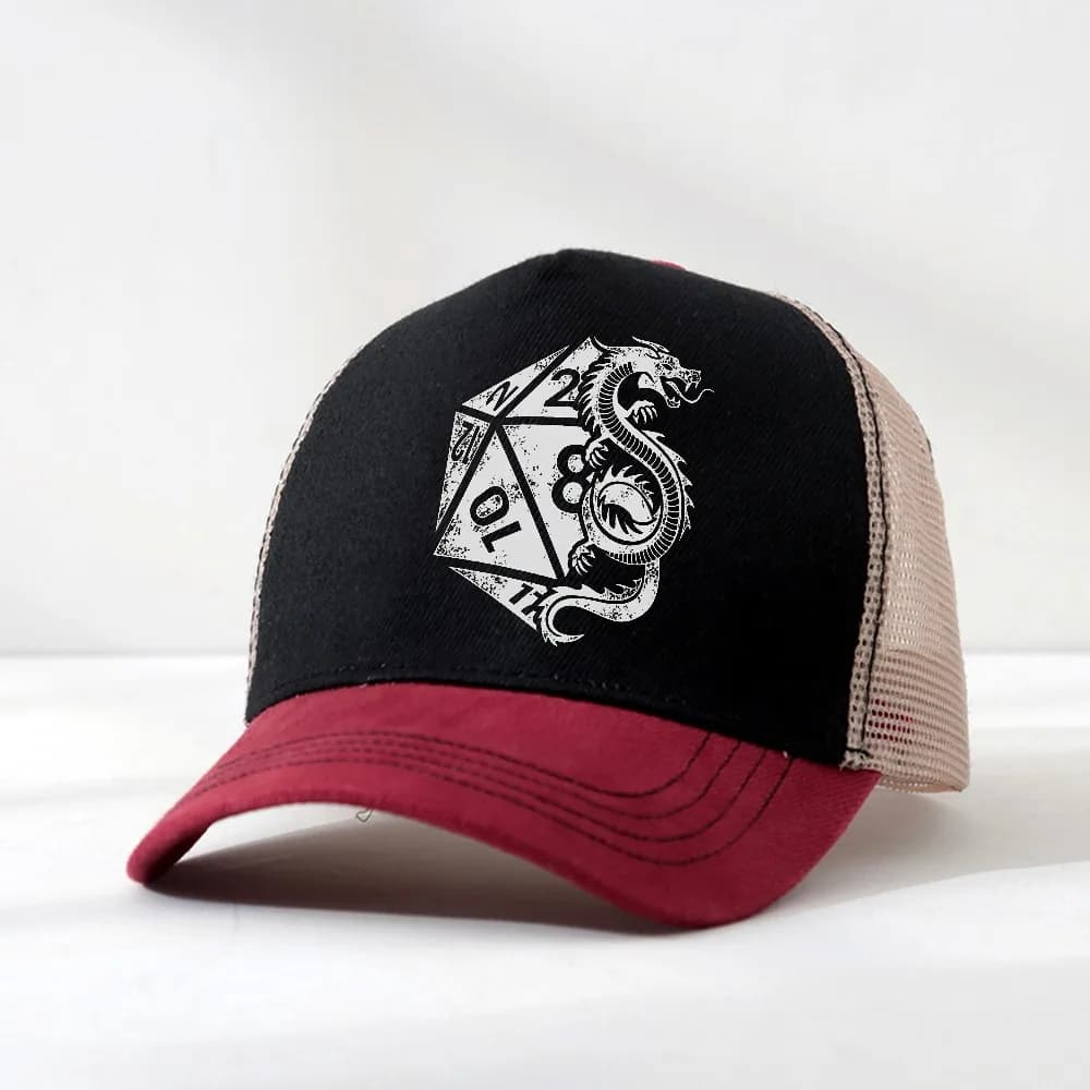 Pure Color Dad Hats Dragon Poly Dice D20 Dungeon Dice Men's Hat mesh Breathable Sun Visor Baseball Caps DND Game Peaked Cap