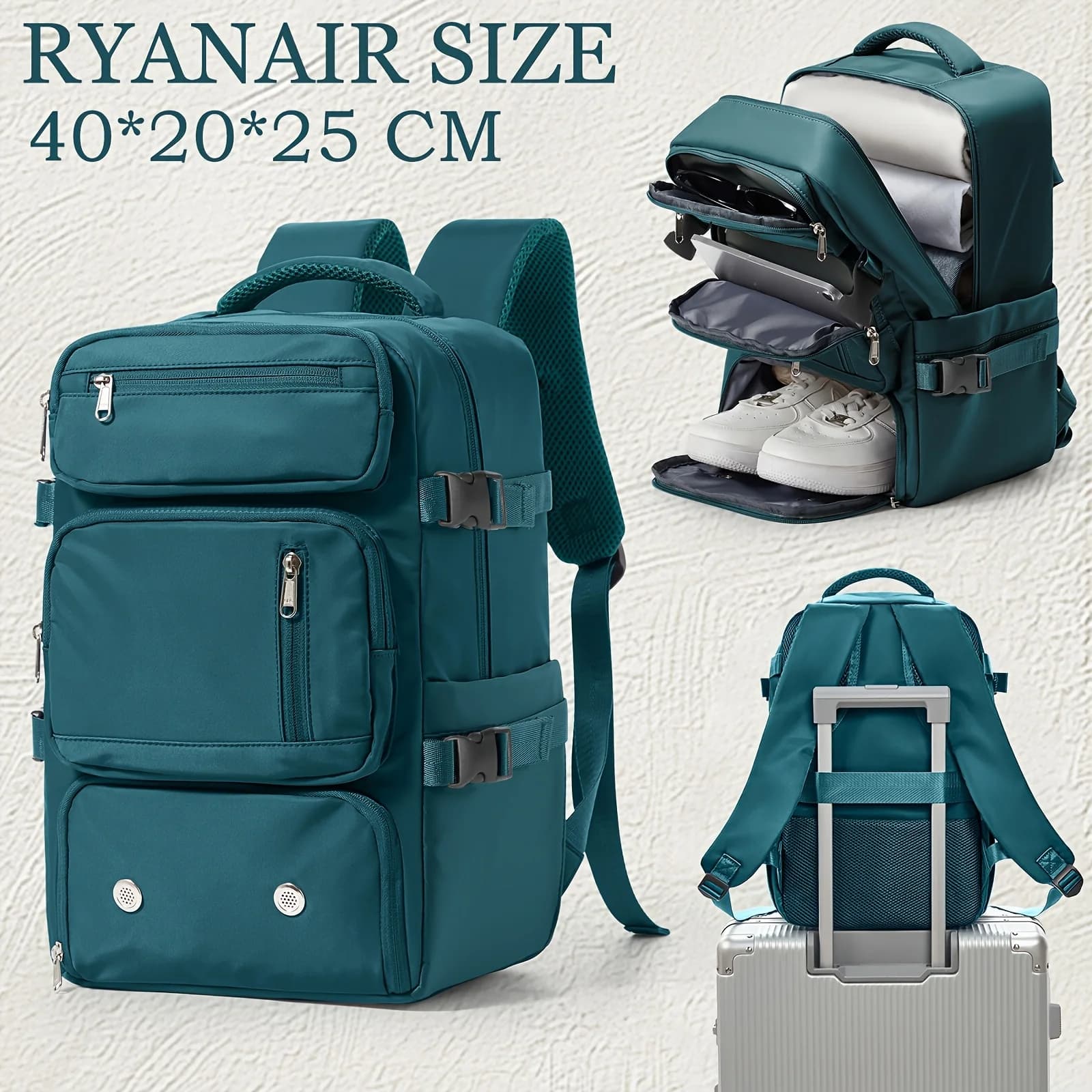 Ryanair Borse da cabina 40x20x25 Borse da viaggio da cabina Zaino da esterno Laptop Bagaglio a mano Zaino da viaggio 40x20x25, Zaino da scuola