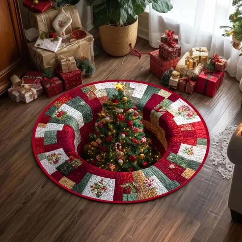 VIKAMA Round 3D Gingerbread Mat, Non-Slip Christmas Door Rug, Soft Washable Floor Carpet for Living Room Decor