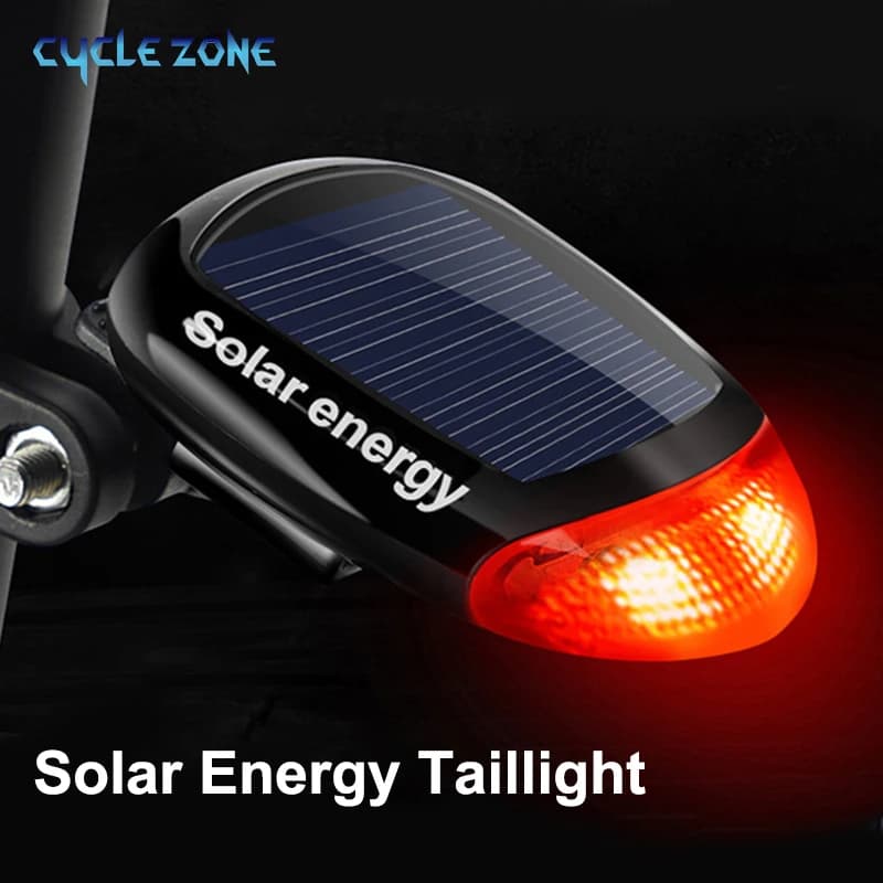 Solar Bicycle Tail Light Cycling Safety Solar Power Energy Bike Rear Lamp Night Riding Safety Warning Taillight MTB Accessories