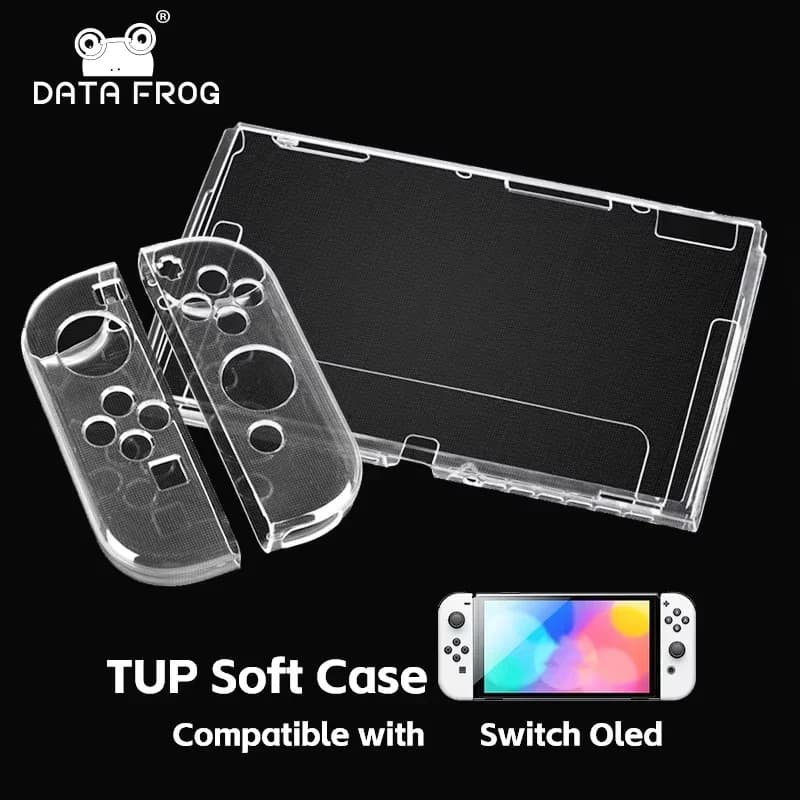 DATA FROG Custodia protettiva morbida trasparente in TPU per console Switch OLED, accessori trasparenti antigraffio e antiurto