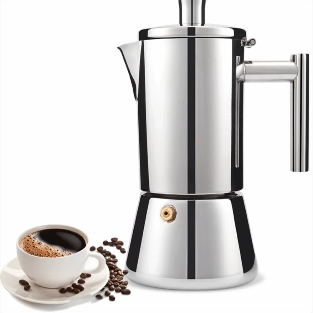 Caffettiera Italiana in Acciaio Inox 200/300/600 ML, Macchina per Espresso Antiossidante, Caffettiera Moka Rinforzata Antisgocciolamento