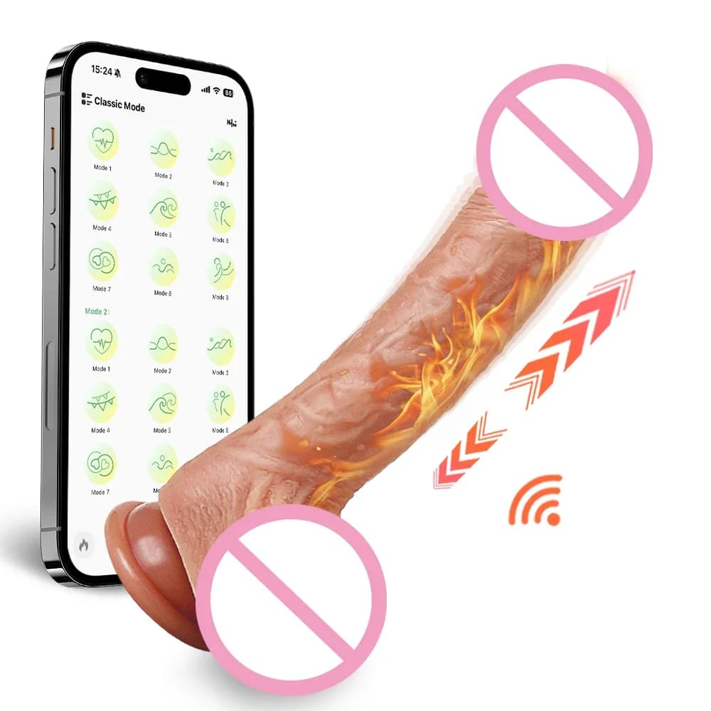 Vibratore realistico del Dildo del grande pene telescopico del riscaldamento del Silicone femminile APP Dildo telecomandati per i giocattoli del sesso delle donne