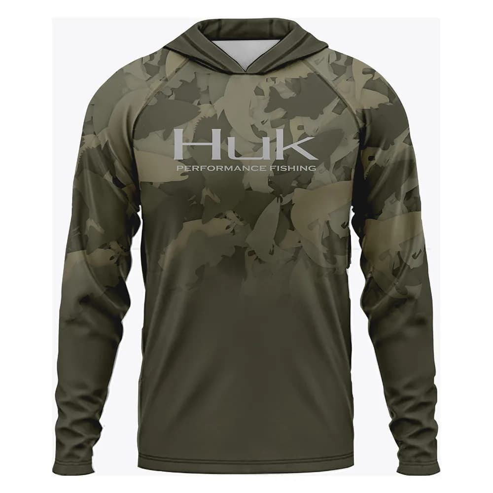 Camicia da pesca Huk UPF 50 Abbigliamento da pesca con cappuccio Protezione solare estiva Felpa con cappuccio da uomo Jersey Camisa De Pesca