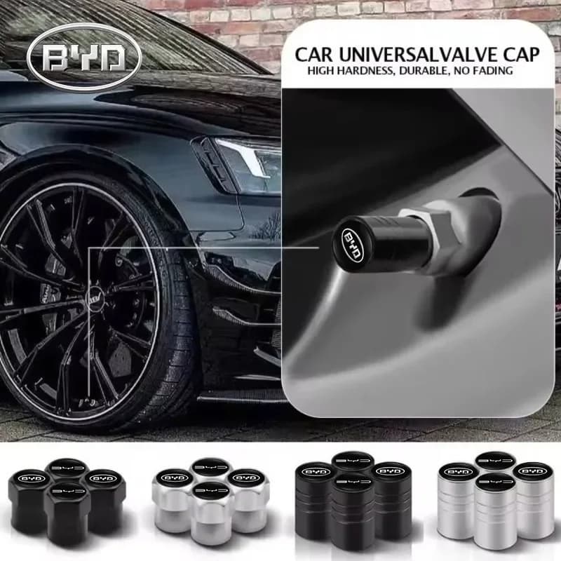 4Pcs Waterproof Hexagon Tire Stem Covers For BYD Atto 3 Han Dolphin Yuan Plus Shark 6 Qin Plus Universal Wheel Caps