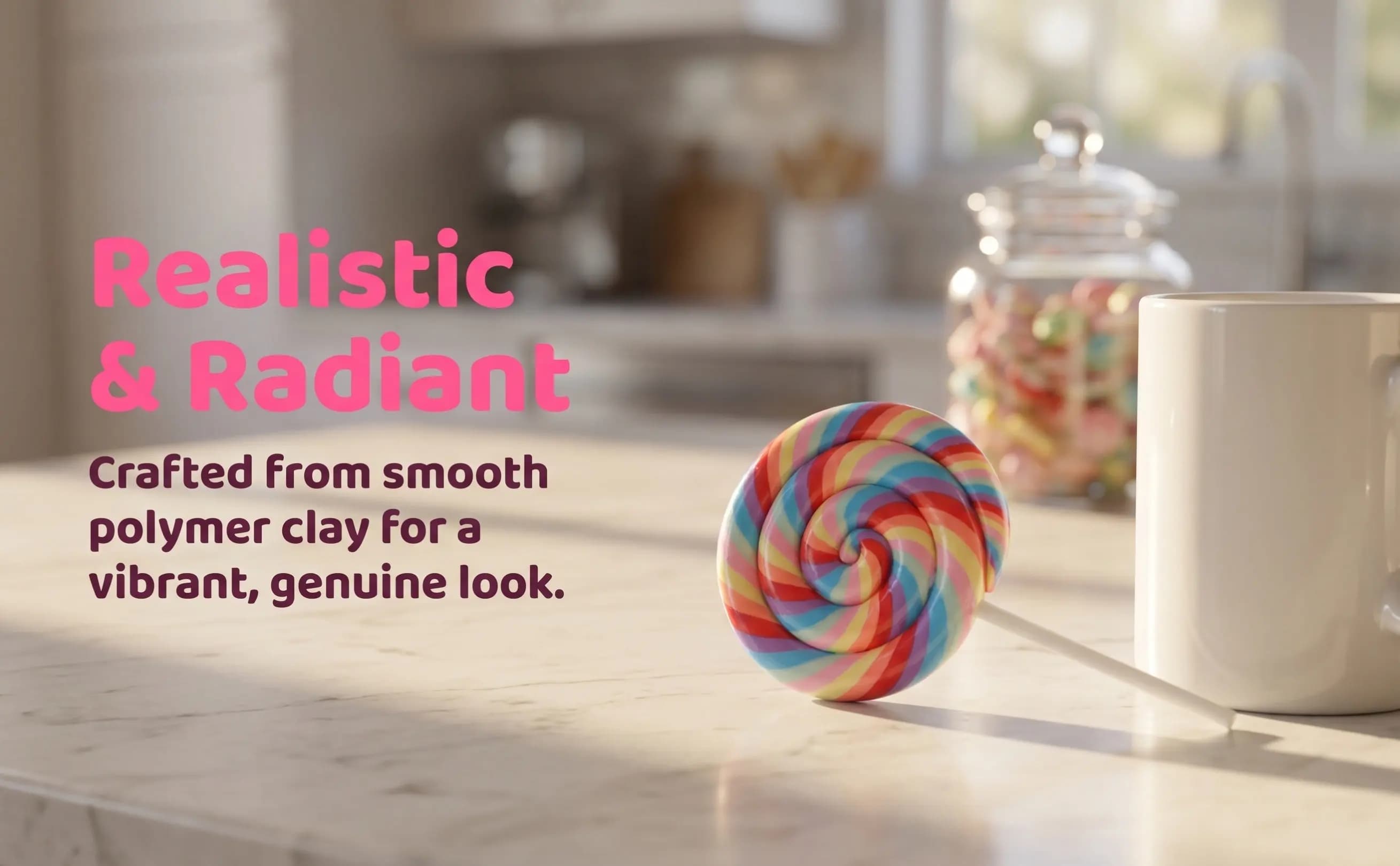 7Pcs Fake Lollipop Polymer Clay Colorful Swirl Candy Decor Candyland Party Nursery Classroom Photo Props Fake Lollipop