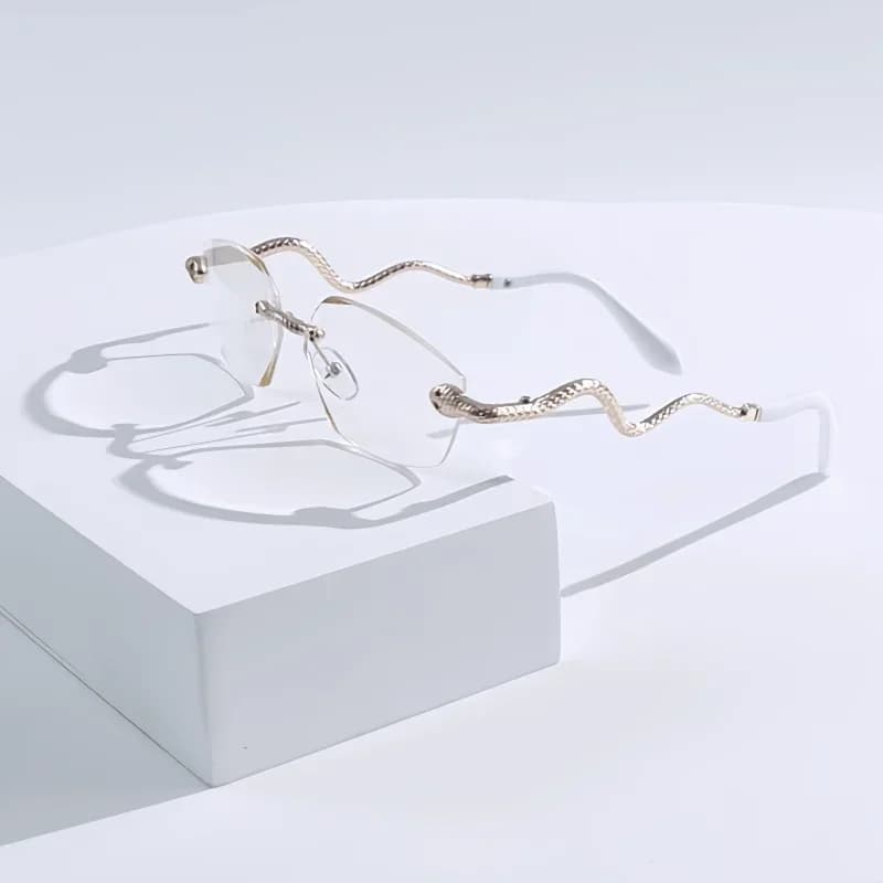1 paio di occhiali da vista senza montatura a forma di serpente per uomo e donna, occhiali da computer anti-luce blu YYY