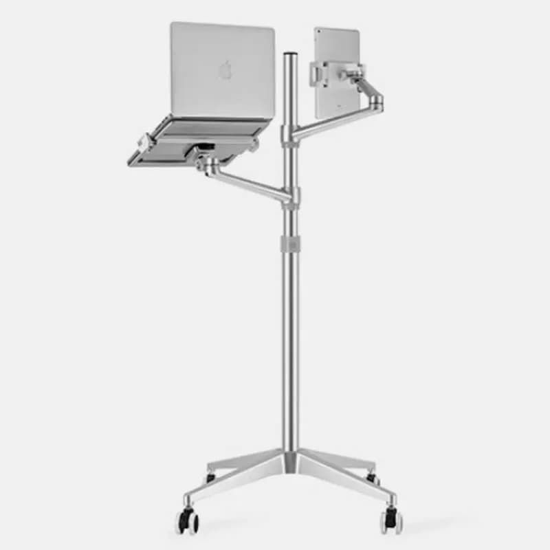 Supporto da Pavimento Multifunzione UP-9L per Tablet e Telefono 4.7"-12.9" + Supporto per Laptop 12"-17" Regolabile in Altezza/Angolo con Ruote in Alluminio