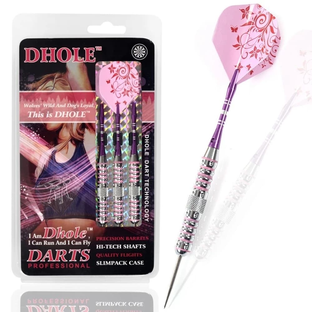 CUESOUL Set di freccette con punta in acciaio da 23 grammi Freccette con punta in acciaio con asta e volo in alluminio rosa