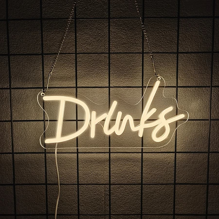 Insegna al neon per bevande per decorazioni murali, luce al neon a LED per la stanza degli adolescenti, decorazioni per bar, negozio, compleanno, camera da letto, ristorante, caffetteria, alimentata tramite USB