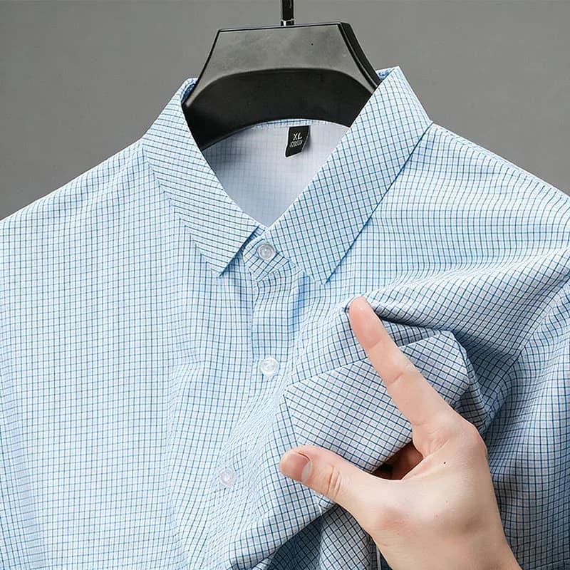 T-shirt da uomo a quadri estiva a maniche corte, polo traspirante, comoda ed elastica, top casual per il tempo libero, nuove magliette da golf