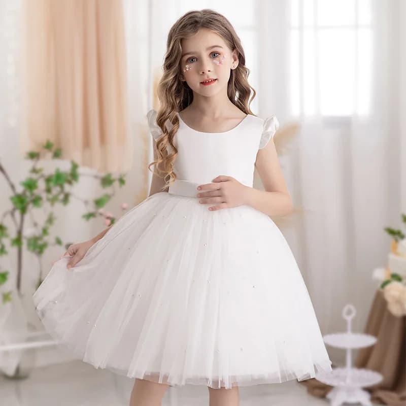 Abiti da damigella in tulle stile principessa, abiti per la Prima Comunione, regalo di compleanno, per feste di matrimonio, sfilate e concorsi di bellezza