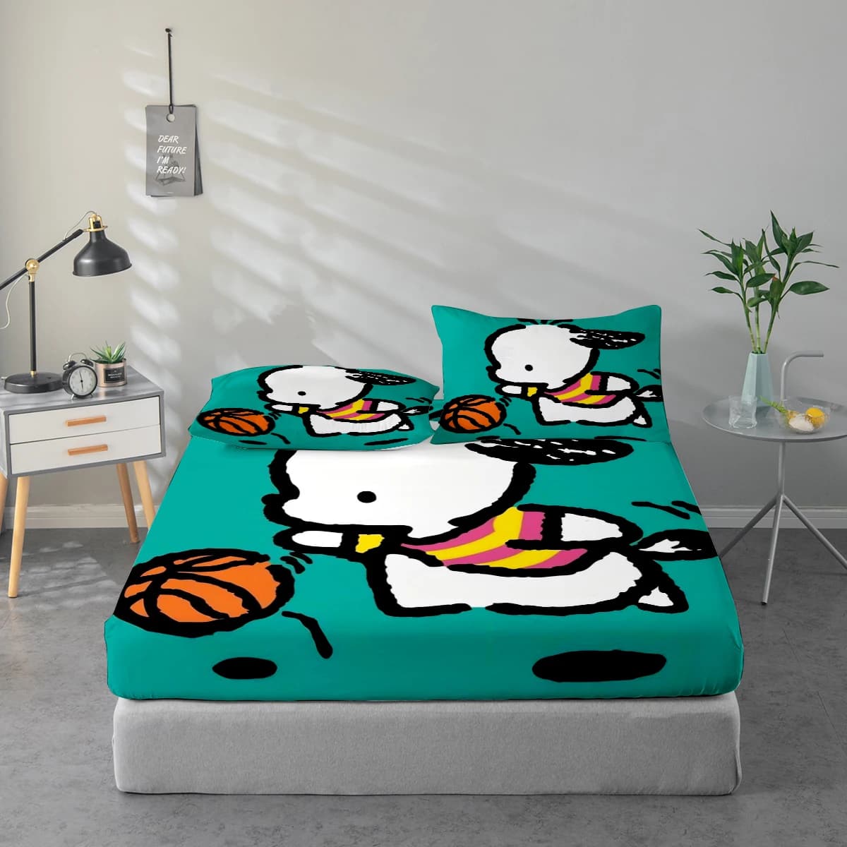 Set di lenzuola con stampa digitale ad alta definizione in 3 pezzi, set di lenzuola con motivo Pacha Dog, set di lenzuola con stampa floreale di grandi dimensioni, include 1 lenzuolo con angoli + 1/2 federa, adatto per camera da letto, camera degli ospiti, decorazioni per la casa, lenzuolo con angoli in fibra di poliestere + federa, biancheria da letto ultra morbida, tessuto spesso ultra morbido, confortevole per tutte le stagioni, lavabile in lavatrice