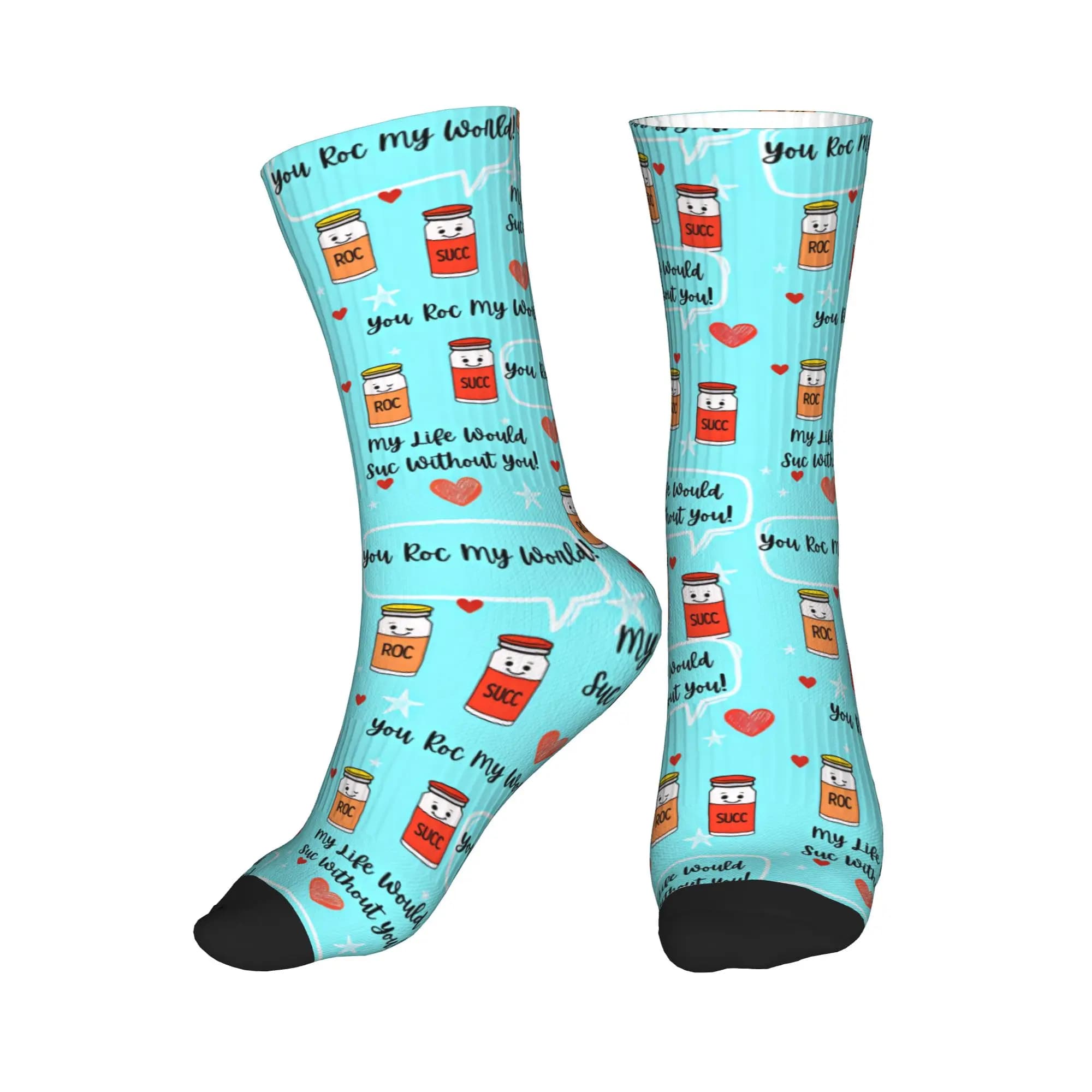 Funny Cute Anesthesia ROC SUCC Love Seamless Print Socks Men Women Warm 3D Print Football Sports Socks