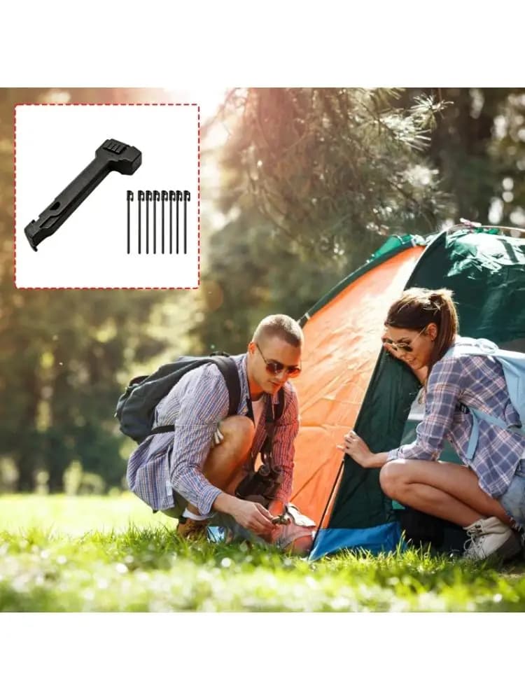 Camping Tent Mallets with Tent Stakes, Camping Mallets Camp Mallets Tent Peg Puller, Multifunctional Mallets for Tent