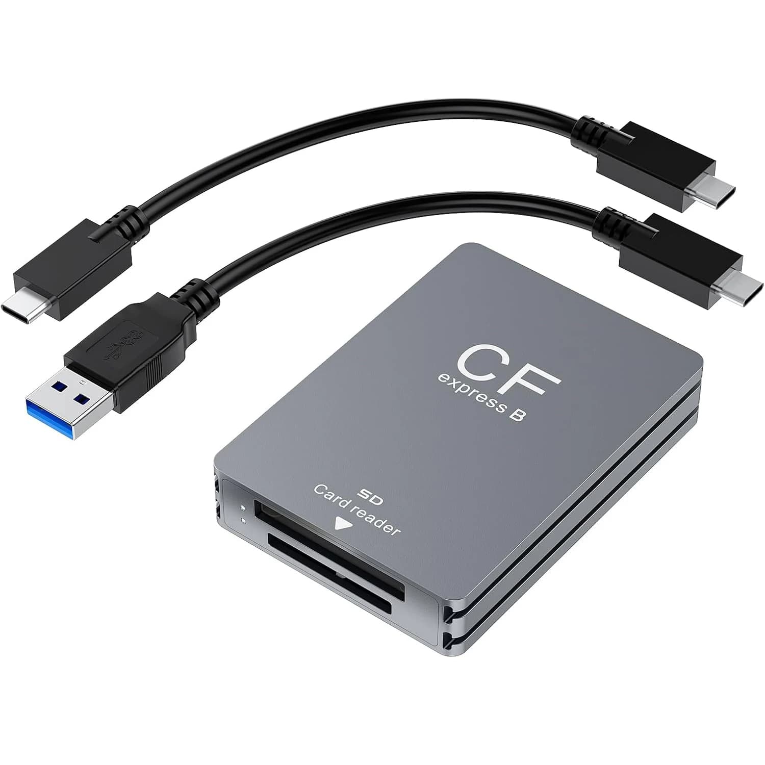 Dual-Slot CFexpress Type B & SD Card Reader, Aluminum USB-C 3.2 Gen 2 10Gbps High-Speed Memory Card Reader for Professional