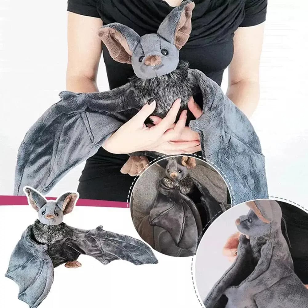 Peluche a Forma di Pipistrello Vivace, Cuscino Decorativo con Ali Pieghevoli Realistiche, Ornamento per Halloween e Natale