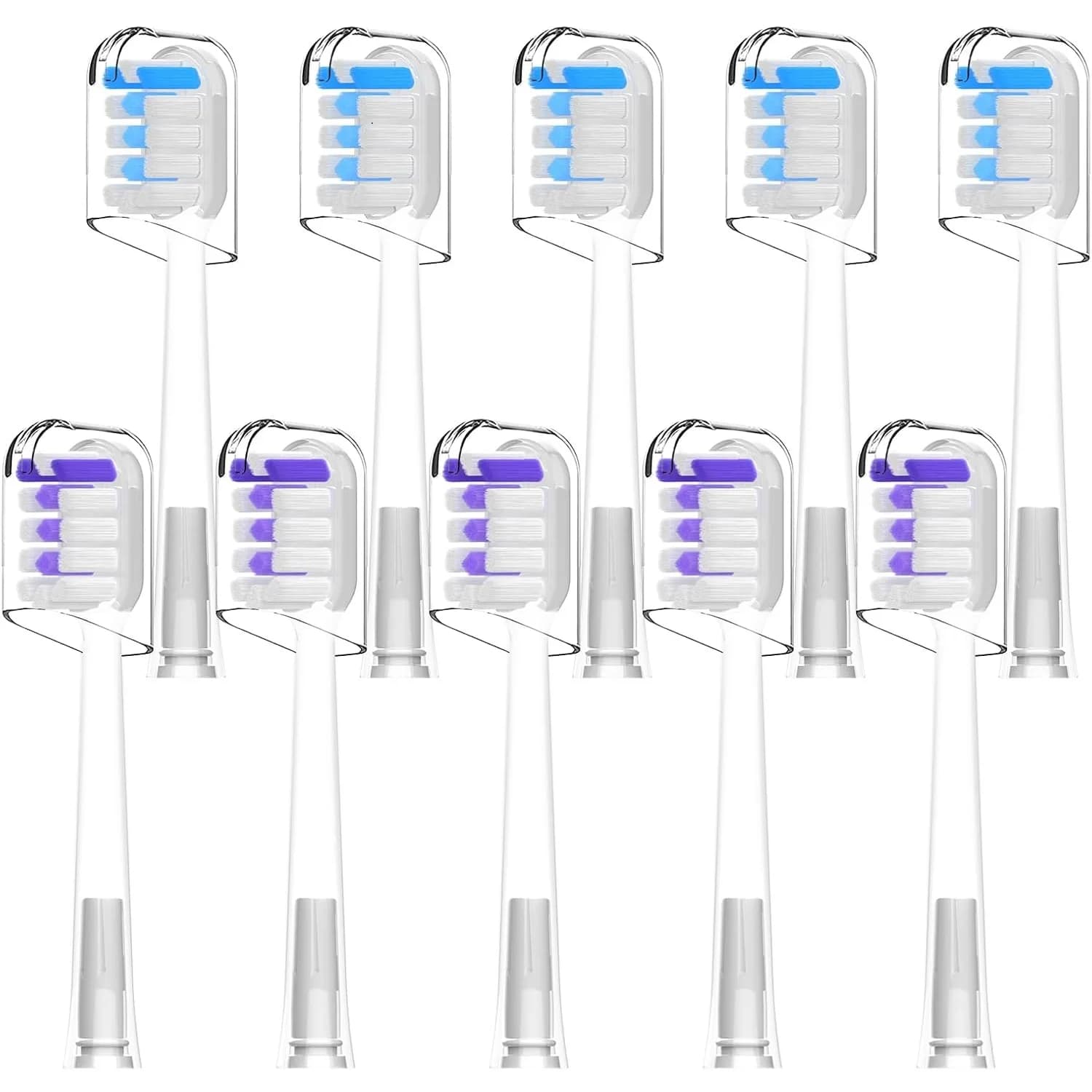 Replacement heads for 10 pcs toothbrush / electric toothbrush Laifen Wave, clean and clear, transparent