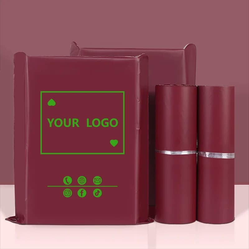 100 sacchetti impermeabili marrone-rosso per la logistica dell'abbigliamento, personalizzabili con logo