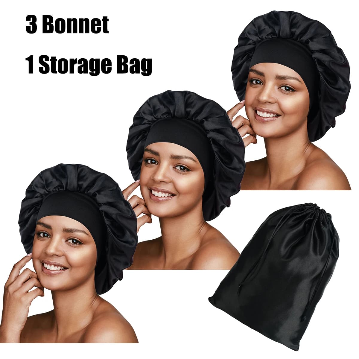 Cappello da Notte Versatile e Traspirante in Raso di Seta per Uomini e Donne con Sacchetto Portaoggetti, Regalo Confortevole per la Routine di Bellezza Quotidiana