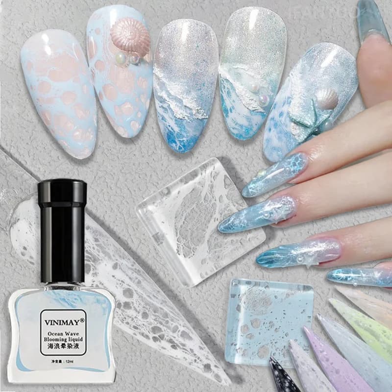 Bubble Ocean Wave Nail Art Glue White Black Lace Quickly Blooming Gradient Nail Painting Art Poke Gel UV LED Soak Off Varnish