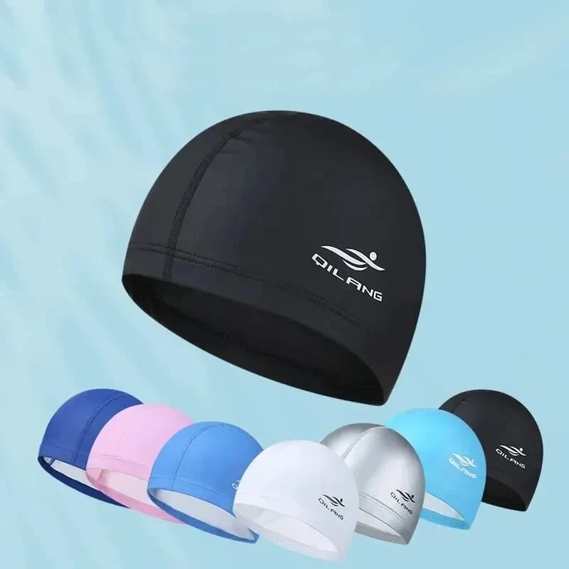 Unisex PU Waterproof Adult Swimming Headset Solid Color for Pool Diving Head for Long Hair Ear Protection Swim Head