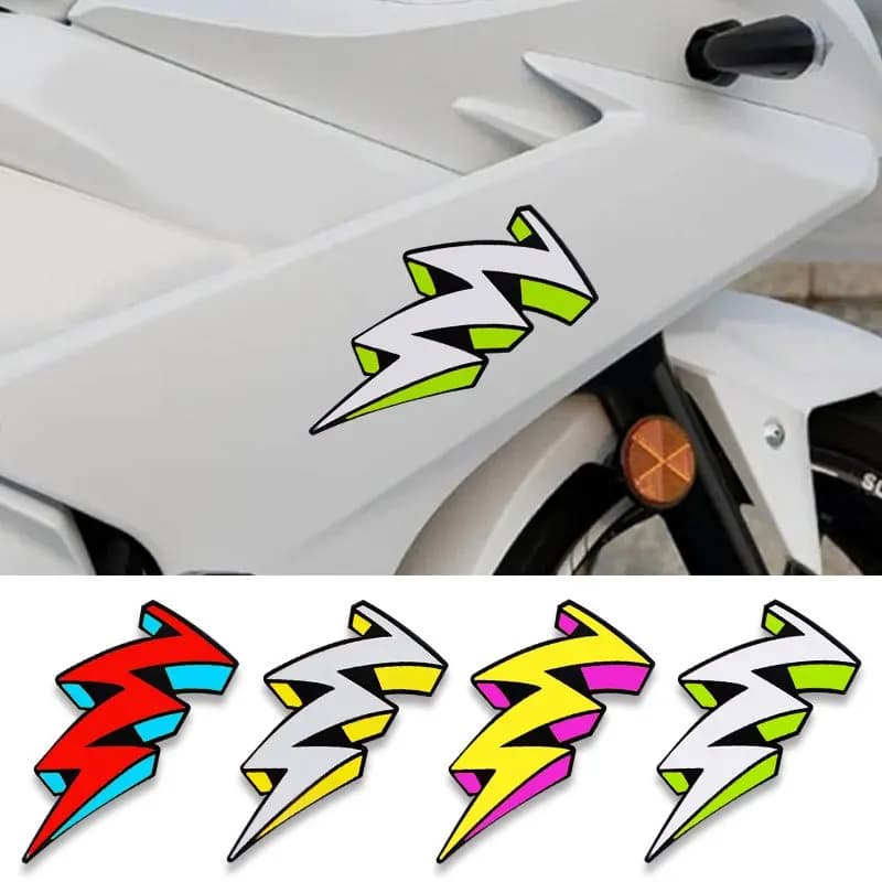 Adesivo impermeabile dinamico con effetto fulmine, in vinile verde fluorescente, per decorazione di moto, auto e casco.