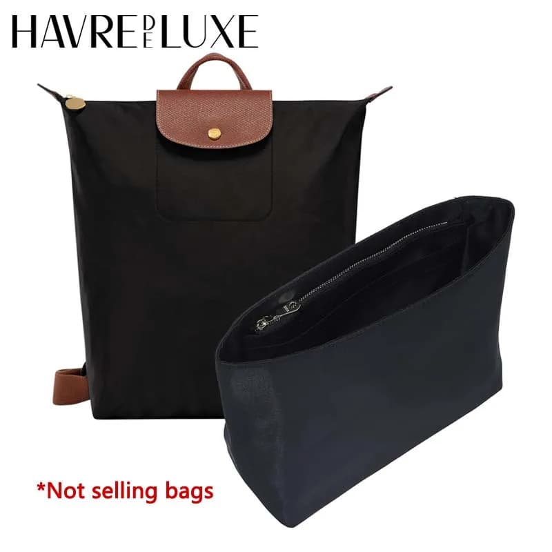 Longchamp Bag Organizer: backpack insert, computer door and bottle, easy to find, durable nylon, bag accessories