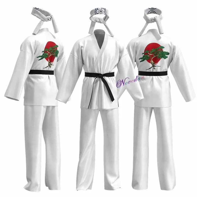 l2025l Nuovo Cosplay Karate Kid Cobra Kai Costume Capretto Donna Uomo Kimono Tory Nichols Daniel LaRusso Cosplay Uniforme Fascia Hallo