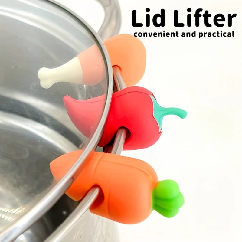 1/3 Piece Shock Resistant Silicone Cover Lift - Non-slip Kitchen, Open Dust Cover for Pots, Pans, Cooking