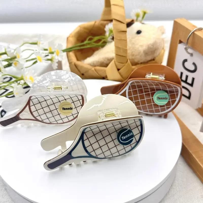 Gomma per capelli unica per racchetta da tennis, clip per squalo in acido acetico, copricapo per ragazze alla moda, accessorio per capelli casual