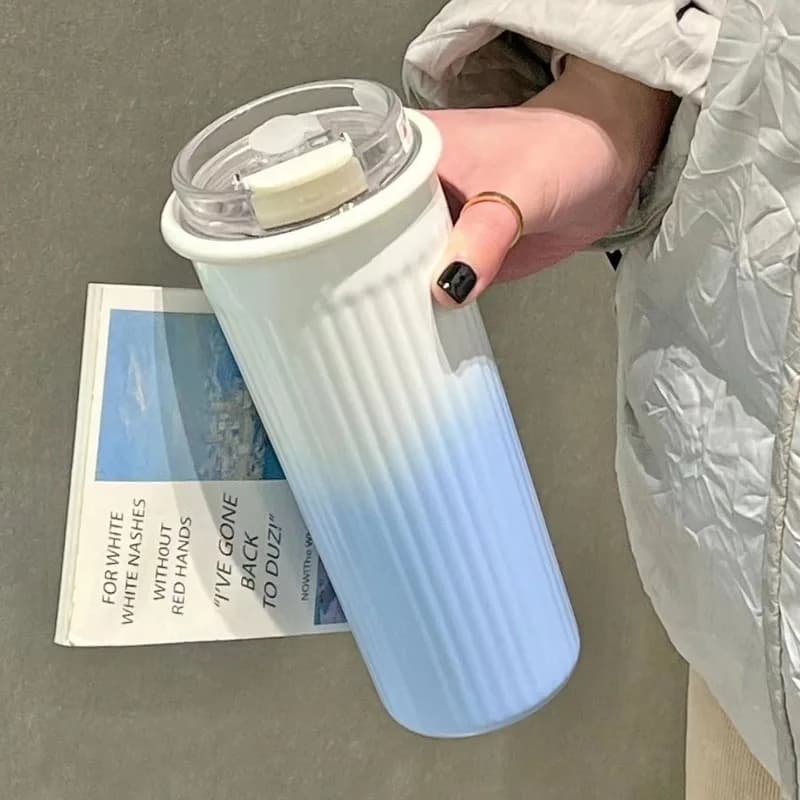 316 Stainless Steel Thermos Cup High Appearance Level Household Student Double Drink Straw Cup Portable Car Office Water Bottle