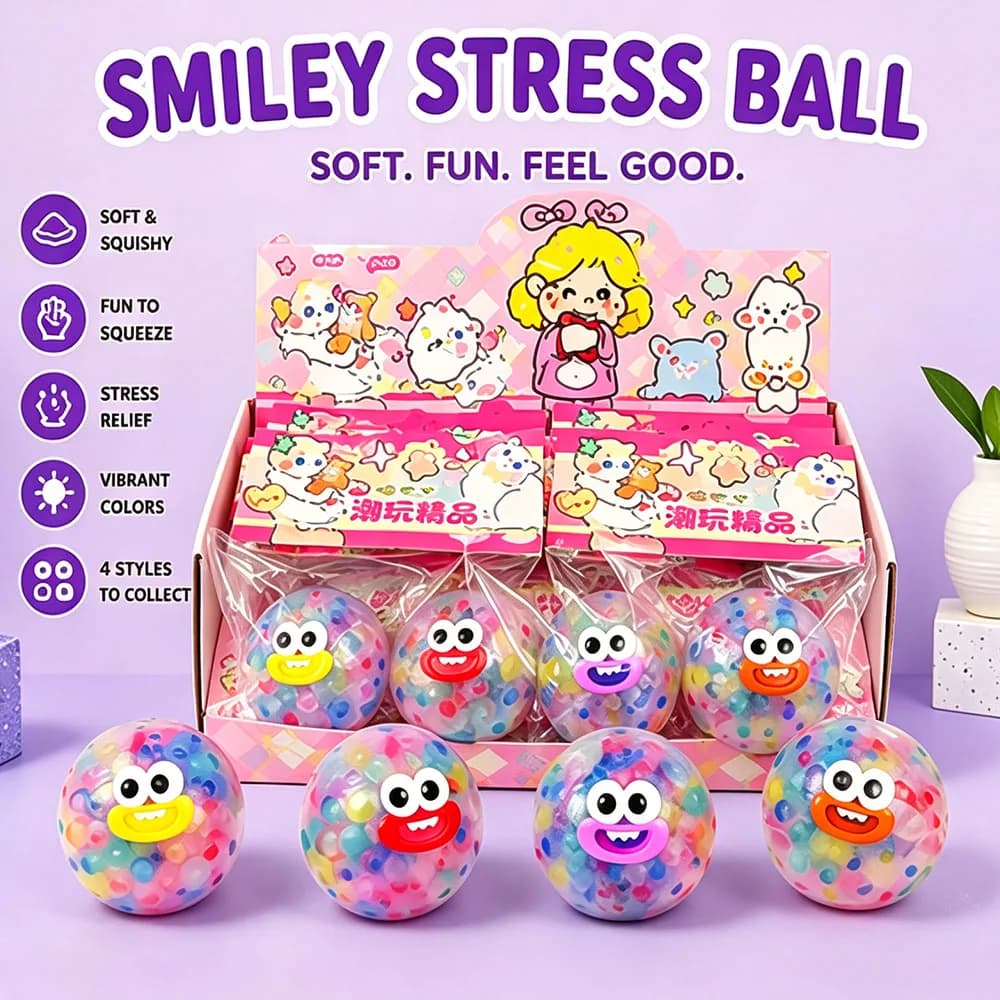 2026 Trendy Dream Planet Smiley Squishy Water Bead Filled Squeeze Anti Stress Portable Desk Accessory Novelty Item