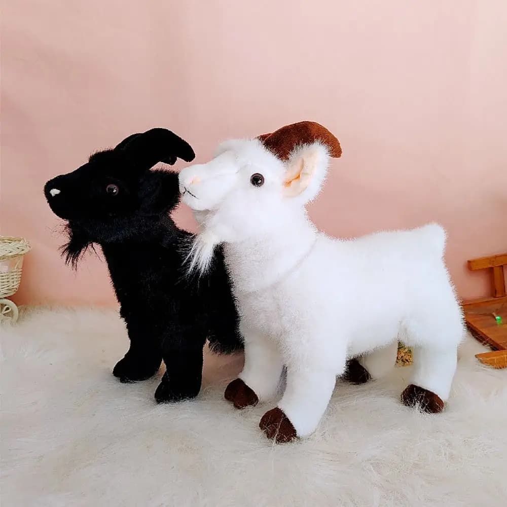 Peluche di capra per bambini in cotone PP, peluche di pecora con corna ripiene, morbido e carino, portachiavi di capra per bambini, regalo per bambini