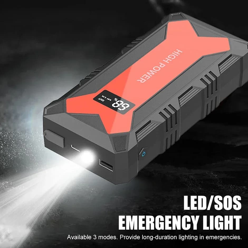 Avviatore portatile per auto portatile da 2500 A, sicuro e facile da usare | Booster 12V per auto a benzina e diesel | Caricabatterie di emergenza per banca di potere