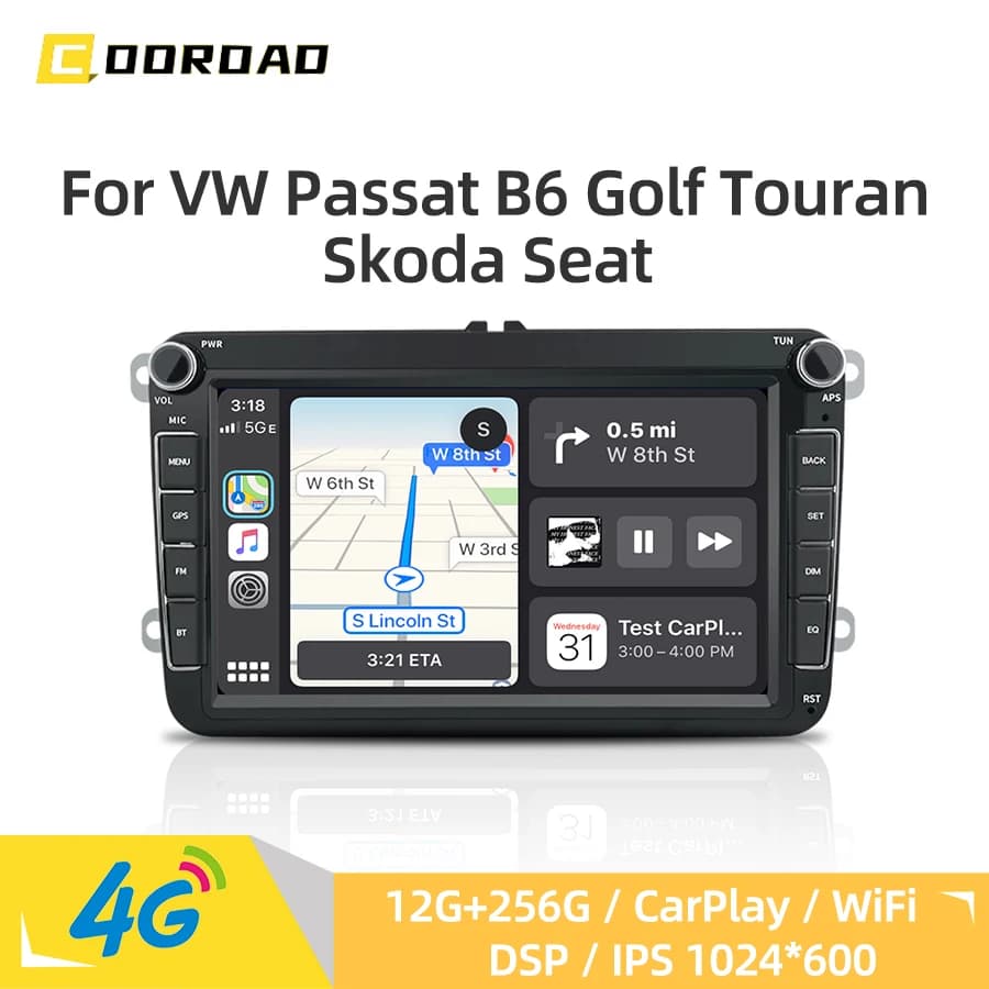Android 14.0 Lettore multimediale per auto CarPlay Navigazione GPS 4G WiFi RDS Autoradio stereo per VW TIGUAN Touran Passat Skoda Seat