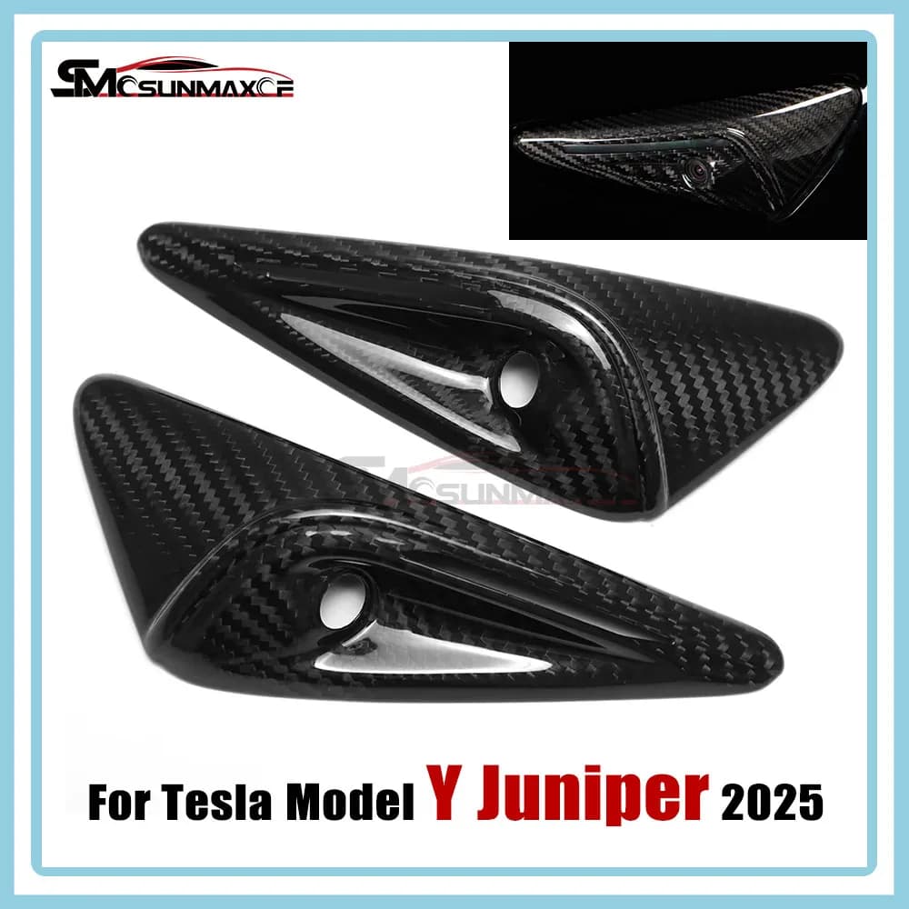 Per Tesla Model Y Juniper 2025 Vera fibra di carbonio Esterno Auto Indicatori di direzione Parafango laterale Copertura della fotocamera Accessori adesivi