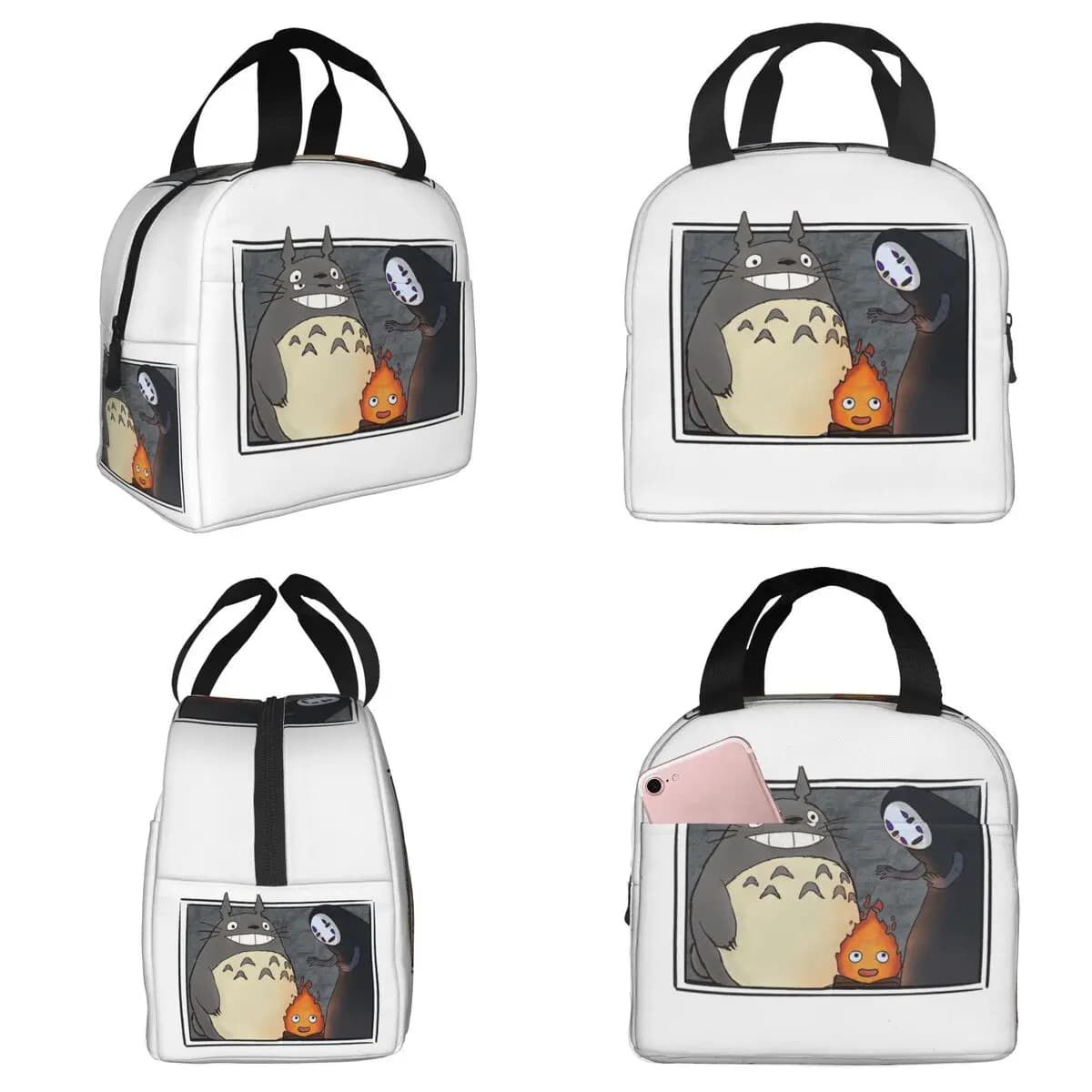 Borsa termica per il pranzo Three Ghibli Friends per bambini, borsa termica per la scuola, contenitore per alimenti, contenitore portatile per il pranzo