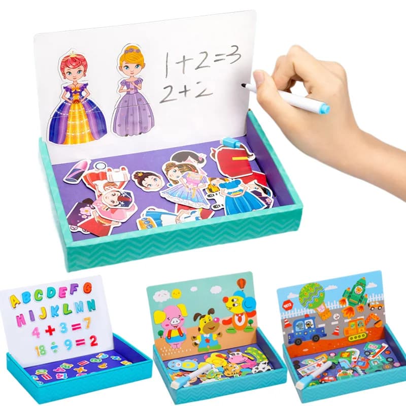 Puzzle multifunzione con animali, in carta, per la scuola, materiale didattico, premi, lavagna magnetica per scrittura e disegno TMZ
