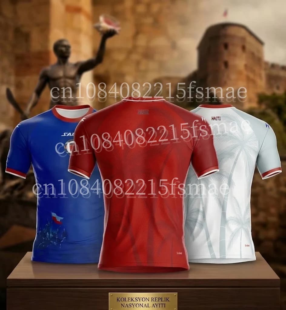 Maglia da Calcio Haiti 2026 a Maniche Corte, T-Shirt Sportiva per Bambini con Stampa Grafica 3D, Abbigliamento Sportivo per Allenamento e Fitness