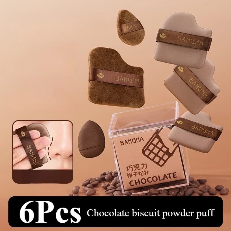 6PCS Chocolate Biscuit Dust Blower Make-up Sink Air Cushion Fondotinta Spugna Powder Soft Sink Tool Cosmetic applicator