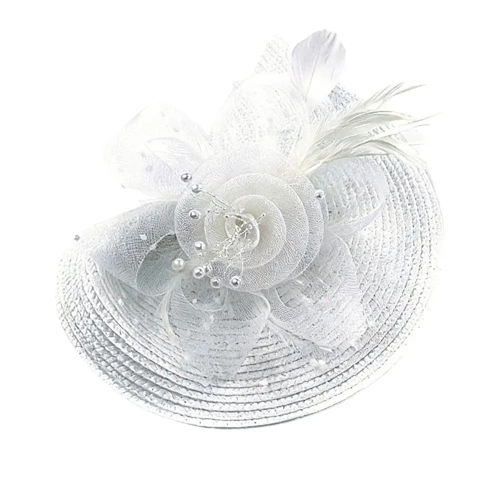 Fashion Mesh Ribbons Fascinator Caps Flower Feather Elegant Hair Drop Fascinator Hat Hair Clip Bridal Wedding