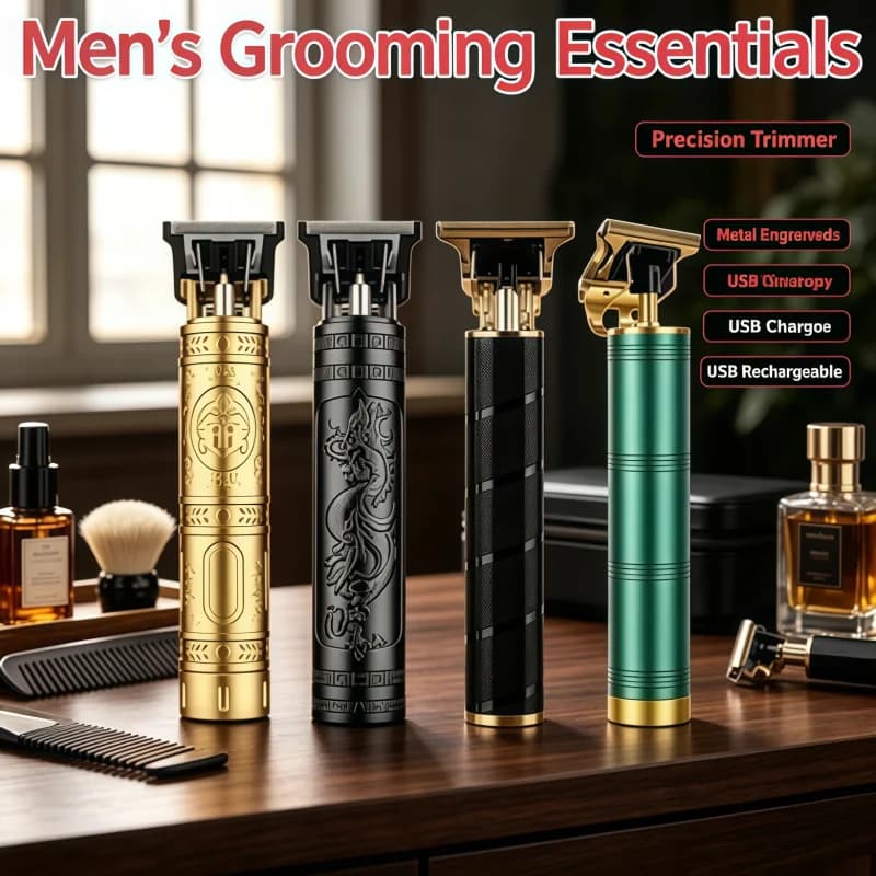 New Retro Hair Trimmer for Men Cordless Rechargeable Precision T-Blade Outline Clipper Zero Gapped Beard Edger for Barber & Home