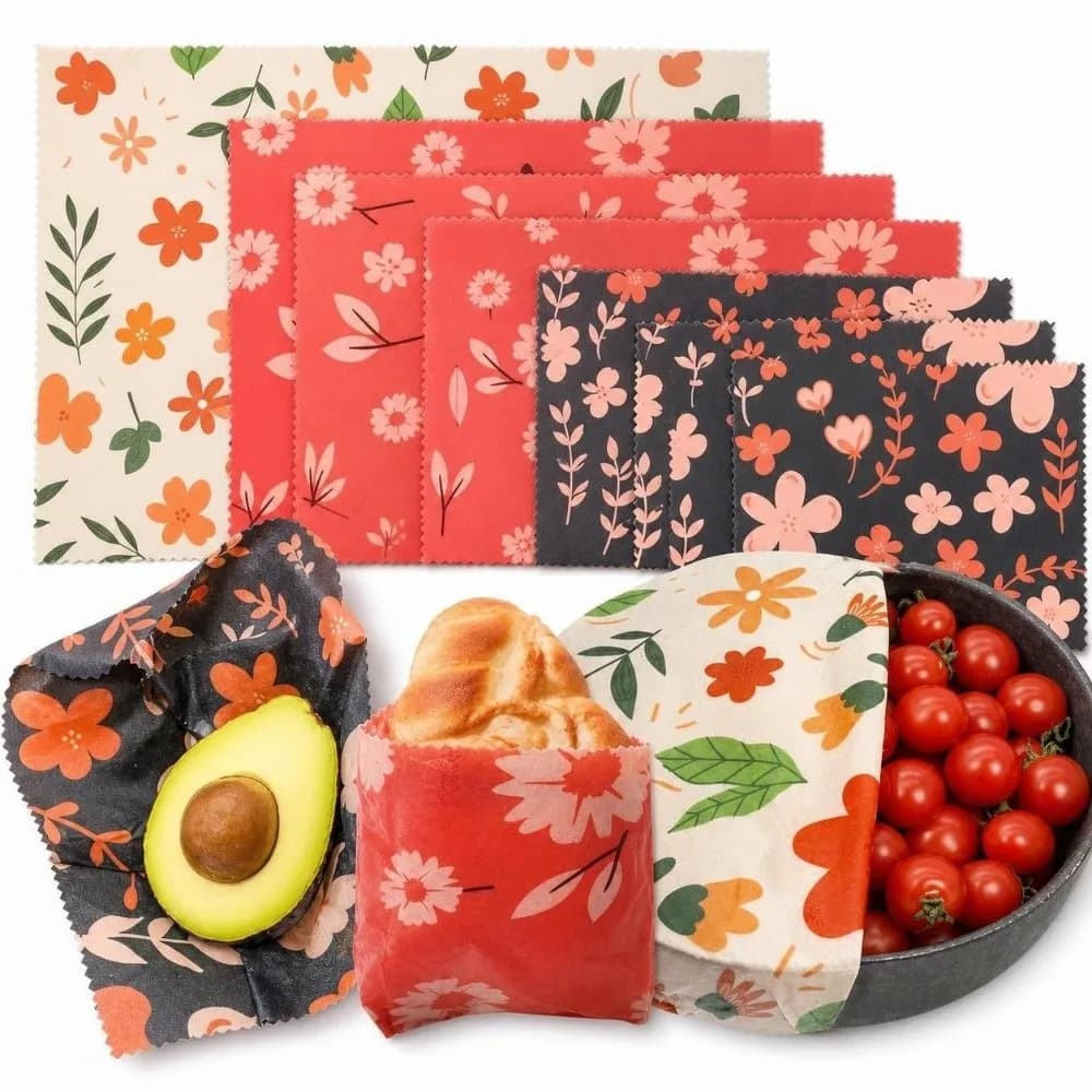9pcs Multi Size Beeswax Food Wrap Fresh-Keeping Washable Food Wrapping Paper Lemon Organic Reusable Food Cover