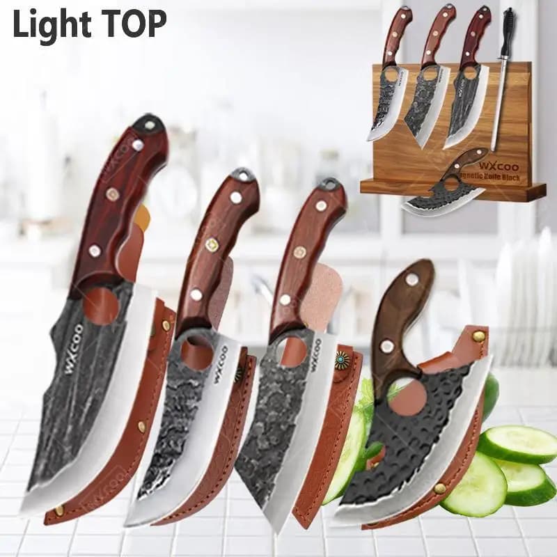 High Carbon Multifunctional Butcher Knife Stainless Steel Bone Knife with Sheath Kitchen Knife Stainless Steel Meat Knife