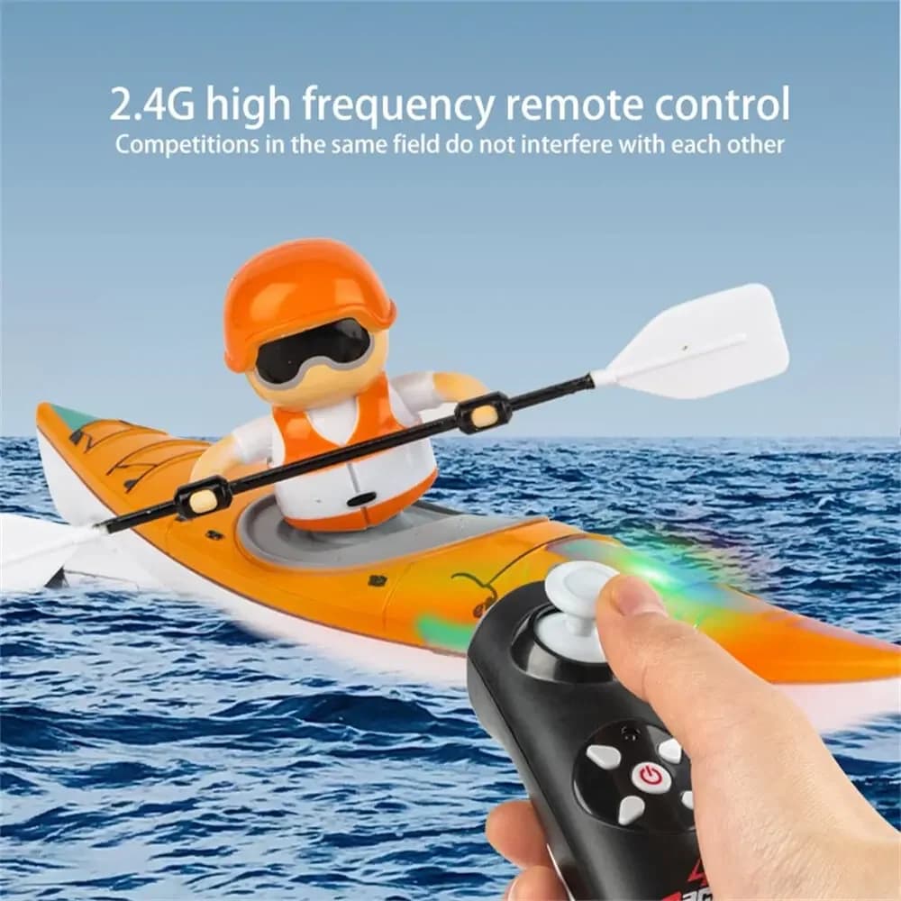 Barca Telecomandata 2.4G, Kayak da Corsa, Motoscafo, Gioco Estivo all'Aperto, Giocattolo Impermeabile, Regalo di Compleanno per Bambini