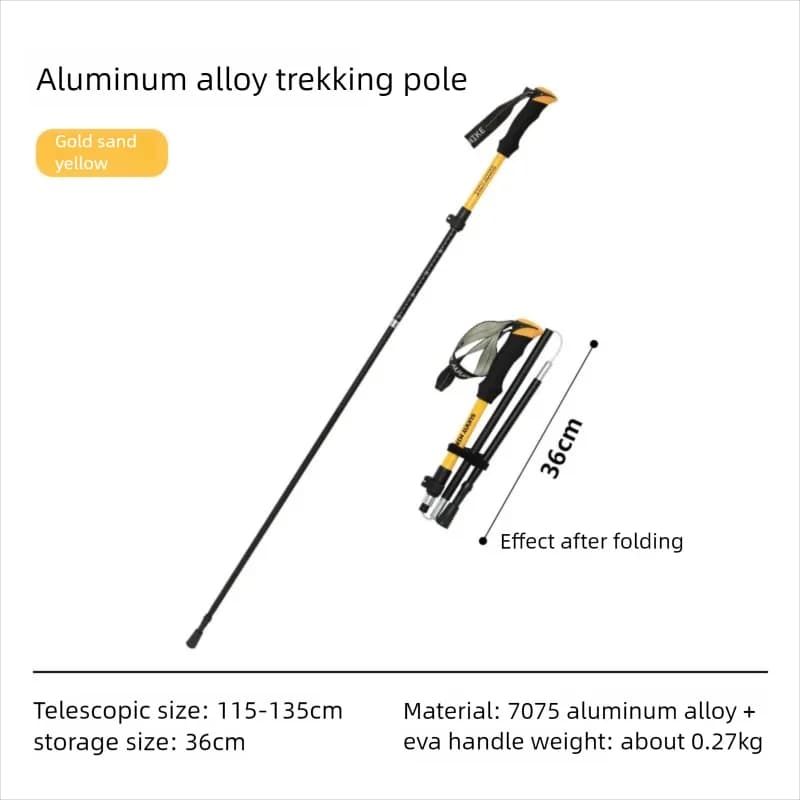 Aluminum alloy trekking pole, five-section folding walking staff, professional outdoor climbing gear, ultra-lightweight and port